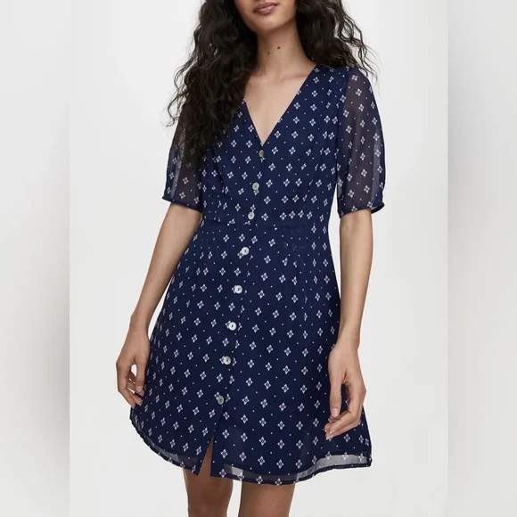 Wilfred | Button-Front | Short-Sleeve | A-line dress | classic Navy/Magnolia - Picture 2 of 8